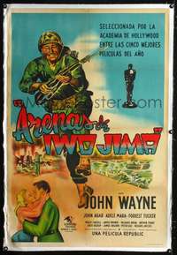 d320 SANDS OF IWO JIMA linen Argentinean movie poster '50 John Wayne