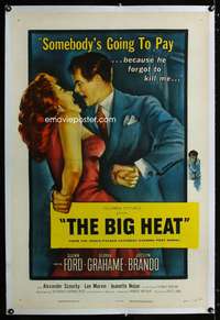 d355 BIG HEAT linen one-sheet movie poster '53 Glenn Ford, Grahame, Lang