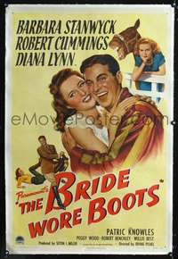 d371 BRIDE WORE BOOTS linen one-sheet movie poster '46 Stanwyck, Cummings