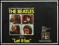 d077 LET IT BE linen British quad movie poster '70 The Beatles!