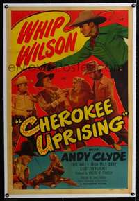 d383 CHEROKEE UPRISING linen one-sheet movie poster '50 Whip Wilson, Clyde