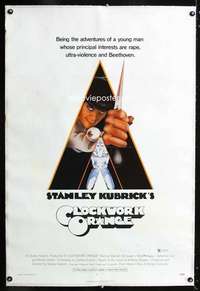 d389 CLOCKWORK ORANGE linen X-rating one-sheet movie poster '72 Kubrick