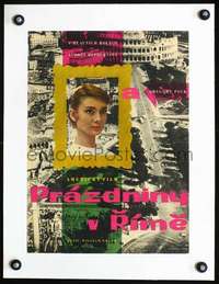 d127 ROMAN HOLIDAY linen Czechoslovakian 11x16 movie poster '64 Audrey Hepburn