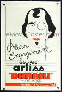 d413 DISRAELI linen one-sheet movie poster R34 great art of George Arliss!
