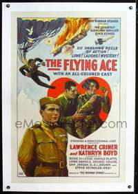 d431 FLYING ACE linen one-sheet movie poster '26 cool all-black aviation!