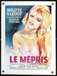 d201 LE MEPRIS linen French 20x28 movie poster R70s Godard, best Brigitte Bardot!