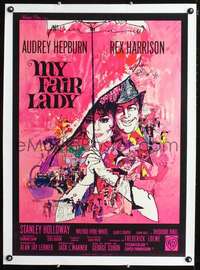d206 MY FAIR LADY linen French 23x32 movie poster '64Hepburn by Peak!