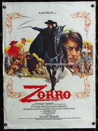 d223 ZORRO linen French 23x31 movie poster '76 Alain Delon, cool!