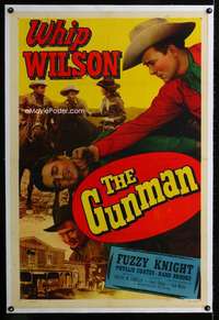 d452 GUNMAN linen one-sheet movie poster '52 Whip Wilson, Phyllis Coates