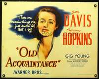 d046 OLD ACQUAINTANCE linen style A half-sheet movie poster '43 Bette Davis