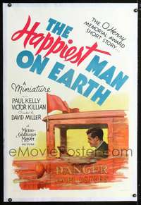d455 HAPPIEST MAN ON EARTH linen one-sheet movie poster '40 Paul Kelly