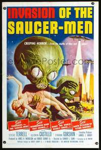d001 INVASION OF THE SAUCER MEN one-sheet movie poster '57 AIP classic sci-fi!