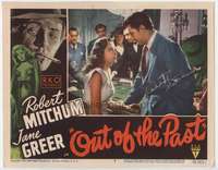 d032 OUT OF THE PAST #6 signed lobby card movie poster '47 by Mitchum & Greer!
