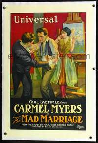 d507 MAD MARRIAGE linen one-sheet movie poster '21love triangle stone litho!