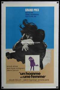 d511 MAN & A WOMAN linen Spanish/U.S. one-sheet movie poster '66 Lelouch, Aimee