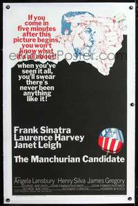 d514 MANCHURIAN CANDIDATE linen one-sheet movie poster '62 Frank Sinatra