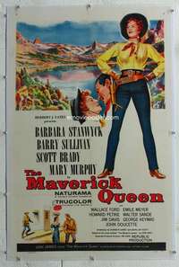 d515 MAVERICK QUEEN linen one-sheet movie poster '56 Barbara Stanwyck