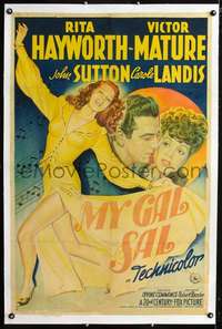 d525 MY GAL SAL linen style B one-sheet movie poster '42 sexy Rita Hayworth!