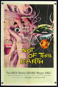 d528 NOT OF THIS EARTH linen one-sheet movie poster '57 classic image!