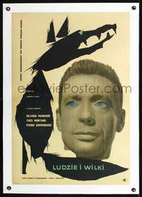 d277 MEN & WOLVES linen Polish 23x33 movie poster '59 Cieslewicz art!