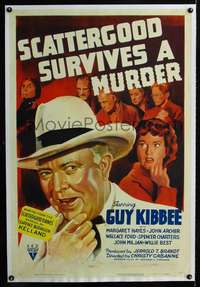 d589 SCATTERGOOD SURVIVES A MURDER linen one-sheet movie poster '42 Kibbee