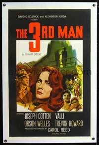 d625 THIRD MAN linen one-sheet movie poster '49 Orson Welles classic noir!