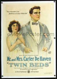 d635 TWIN BEDS linen one-sheet movie poster '20 Mr. & Mrs. Carter DeHaven