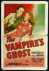 d639 VAMPIRE'S GHOST linen one-sheet movie poster '45 cool horror artwork!