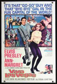 d644 VIVA LAS VEGAS linen one-sheet movie poster '64 Elvis, Ann-Margret