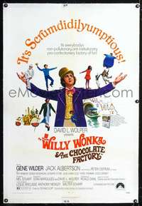 d655 WILLY WONKA & THE CHOCOLATE FACTORY linen one-sheet movie poster '71
