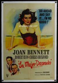 d659 WOMAN ON THE BEACH linen Spanish/U.S. one-sheet movie poster '46 sexy art!