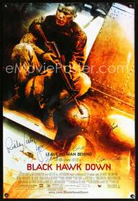 e008 BLACK HAWK DOWN signed one-sheet movie poster '01 Scott, Hartnett, Bana, Sizemore, Isaacs, Bruckheimer, Fichtner