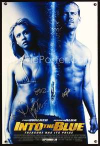e012 INTO THE BLUE autographed one-sheet movie poster '05 signed by Jessica Alba, Scott Caan, and Ashley Scott