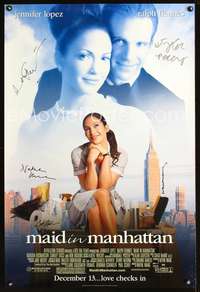 e007 MAID IN MANHATTAN autographed one-sheet movie poster '02 signed by Tyler Posey, Hoskins, Richardson, Wang, Tucci