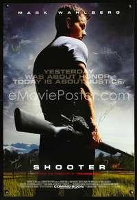 e018 SHOOTER autographed advance one-sheet movie poster '07 signed by Mark Wahlberg, Kate Mara, Michael Pena, Fuqua