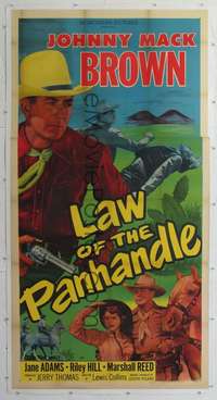 f104 LAW OF THE PANHANDLE linen three-sheet movie poster '50 Johnny Mack Brown