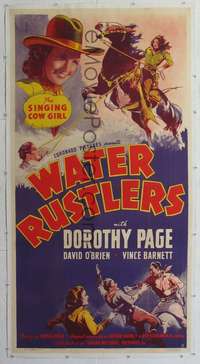 f116 WATER RUSTLERS linen three-sheet movie poster '39 cowgirl Dorothy Page!