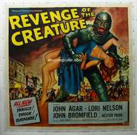 f039 REVENGE OF THE CREATURE linen six-sheet movie poster '55 great image!
