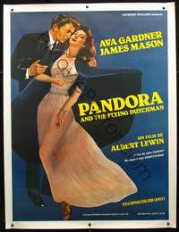 f054 PANDORA & THE FLYING DUTCHMAN linen French one-panel movie poster R81