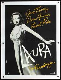 f057 LAURA linen French 31x41 movie poster R80s Tierney by Goldman!