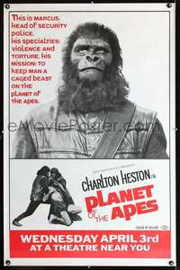 f002 PLANET OF THE APES 29x45 subway movie poster '68Marcus!