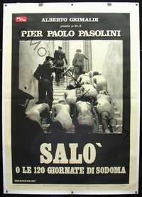 f067 120 DAYS OF SODOM linen Italian two-panel movie poster '76 Pasolini