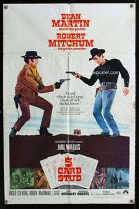 h008 5 CARD STUD one-sheet movie poster '68 Dean Martin & Robert Mitchum play poker!