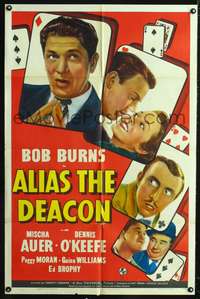 h018 ALIAS THE DEACON one-sheet movie poster '40 boxing hillbillies, cool playing card design!