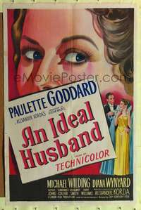 h425 IDEAL HUSBAND one-sheet movie poster '48 pretty Paulette Goddard, Oscar Wilde