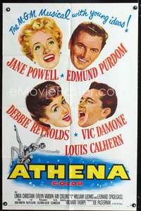 h037 ATHENA one-sheet movie poster '54 Jane Powell, Debbie Reynolds