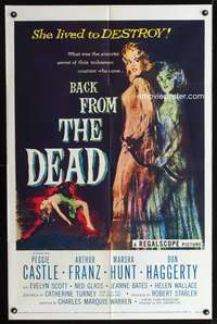 h042 BACK FROM THE DEAD one-sheet movie poster '57 Peggie Castle, horror!