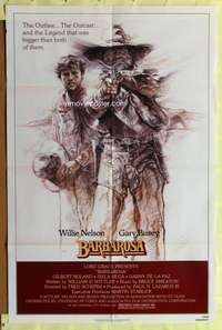 h067 BARBAROSA one-sheet movie poster '82 great art of Willie Nelson & Gary Busey!