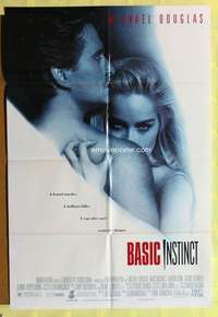 h075 BASIC INSTINCT DS one-sheet movie poster '92 Michael Douglas, Sharon Stone, Paul Verhoeven
