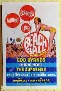 h080 BEACH BALL one-sheet movie poster '65 Edd Byrnes, Chris Noel, The Supremes!